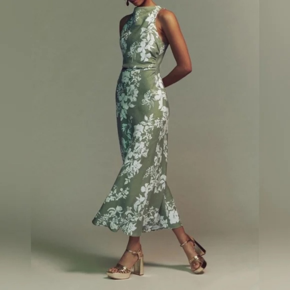 New Reformation Casette dress green floral size 6